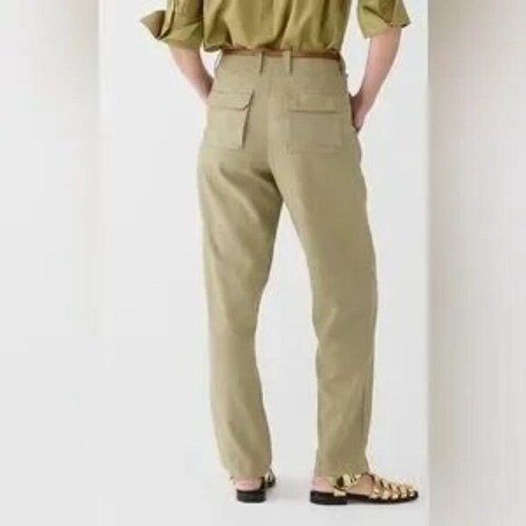 J. Crew Women's Utility Cargo Pants White Pockets Linen Blend Size 0 NWT - Picture 3 of 9